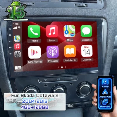 Carplay 4+128GB Android 15 Autoradio Für Skoda Octavia II 1Z3 2008-2013 GPS NAVI - Bild 1 von 4