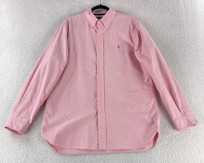 Camisa Ralph Lauren Abotonada Para Hombre Grande Rosa Calce Clásico Manga Larga Algodón Foto 1 de 4