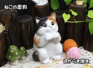 Shigaraki yaki Cat Pottery Figurine Cute Expression Gift Interior Lucky Japan - Picture 1 of 4