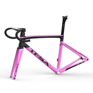 Carbon Road Bike Frame FULL INTERNAL Disc Brake Bicycle Handlebar Stem Frameset - Picture 1 of 39