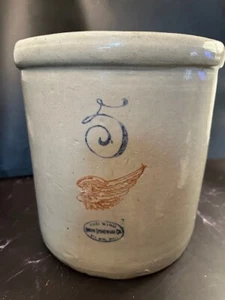 ANTIQUE VINTAGE RED WING FIVE (5) GALLON STONEWARE CROCK - Picture 1 of 8