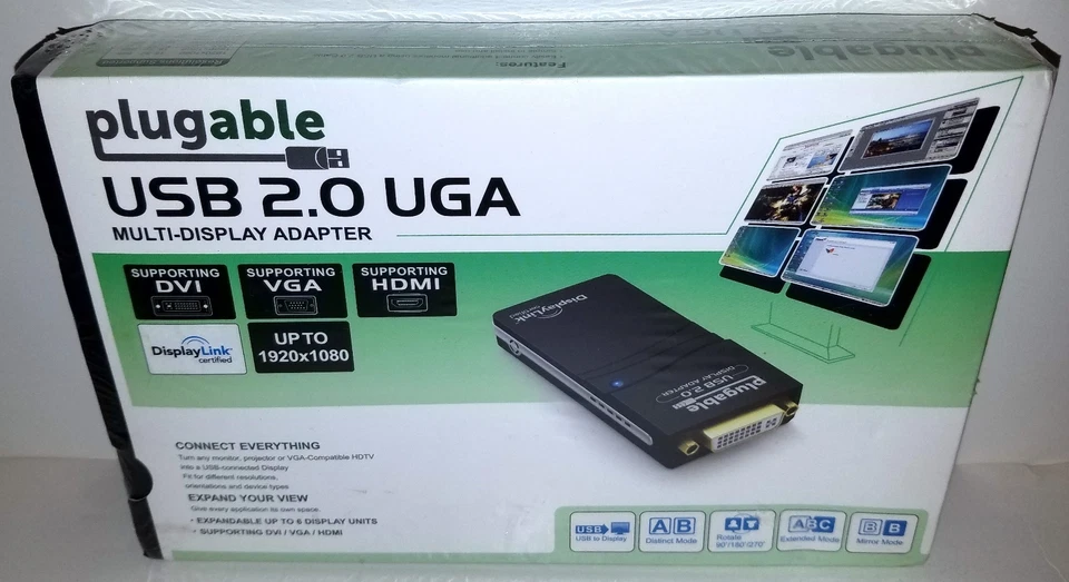 Plugable UGA 165 USB 2.0 to VGA DVI HDMI Graphics Adapter for Windows