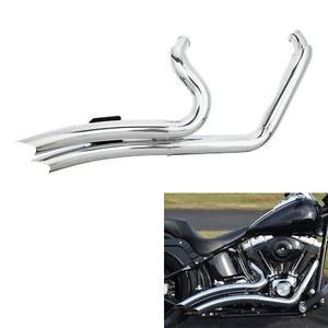 1-3/4" Big Exhaust Pipes + Heat Shields Fit For Harley Softail Models 1986-2017 - Picture 1 of 12