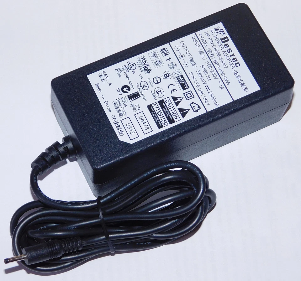 Schaltnetzteil Netzteil 3,3V 2,5A 2500mA Bestec BPA-0801WW Hohlstecker 2,4/0,7mm - Bild 1 von 3