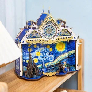 3D Metal Puzzles The Starry Night Diy Handcrafted Decorative Craft Models Kits - Picture 1 of 12