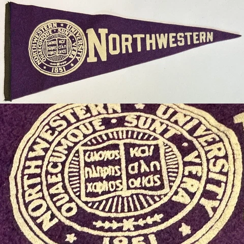 1950’s Vintage Northwestern Wildcats Evanston University Mini Pennant 3.5x8.5 Cover