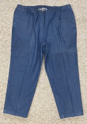 Pantalones de mezclilla para mujer talla 22 cintura elástica tiro alto azul Foto 1 de 4