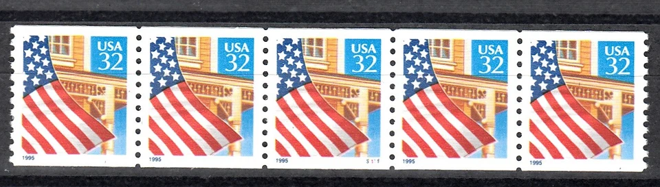 USA PNC SC# 2914 FLAG $0.32 W. A.MNH - PL# S11111 VAR :GRAY 1 ON TOP OF BLACK 1 - Image 1 of 1