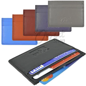 Quality Leather Credit Card Holder Wallet Slip Travel Card Case Lots of Colours  - Picture 1 of 31