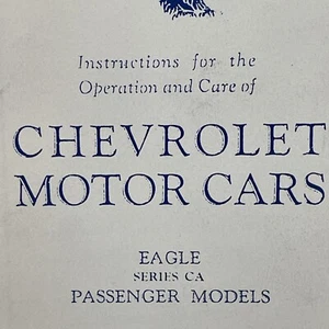 Chevrolet Motor Cars Eagle Series CA Passenger Instruction Manual Reprint - Bild 1 von 6