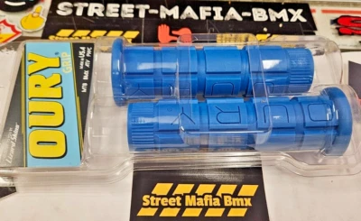 OURY old school BLUE BMX BIKE GRIPS Fit SE GT GJS JMC Mongoose Redline DG CYC DK - Image 1 of 3