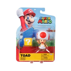 Nintendo Super Mario 4" Toad with ? Question Block Articulated Figure New - Picture 1 of 3