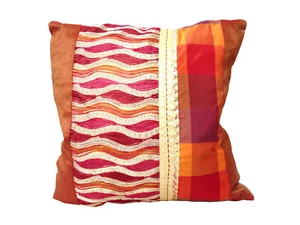 (29823) FUNDA DE COJIN CAMA SOFA CUADRADA GRANDE NARANJA DORADO VIOLETA MARRON - Picture 1 of 1