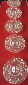 5 Vintage Clear Buttons – Decorative Design – Glass or Celluloid – Sewing Lot - Picture 1 of 11