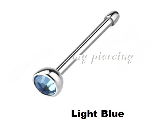 2pcs. 2mm Press Fit Gem Top Nose Bone Surgical Steel Nose Stud Ring 22G 20G 18G - Image 1 of 1