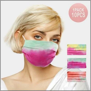10 Paquete Moda Máscara Diversión Tie-Dye Patrón Reutilizable Lavable Protectora - Picture 1 of 2