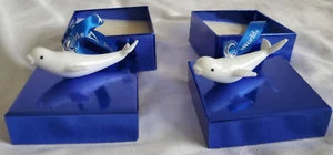 1 SeaWorld Passmember Belugawal aus mundgeblasenem Glas weiß Ornament blaues Band - Bild 1 von 14