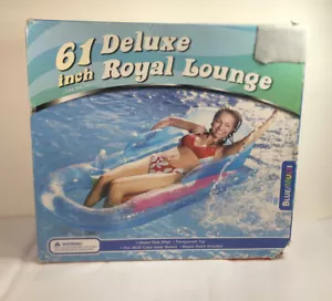 Pool Float Deluxe Royal Lounge Inflatable Olympia 61” Blue Multicolor - Picture 1 of 10