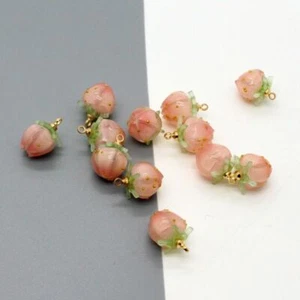 2pcs Glass Peach Resin Charms Fruit Peachs Pendant Charm Jewelry Making Accessor - Picture 1 of 12