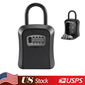 Key Safe 4-Digit Combination Lock Box Wall Mount Storage Safe Security Outdoor - Picture 1 of 13
