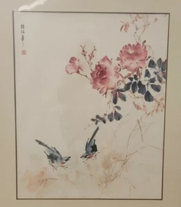 Chinese watercolor cherry blossoms and birds chung pao hua - Picture 1 of 12