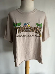 THRASHER SKATEBOARD MAGAZINE Official Women's Hawaii Tiki Crop Top T-Shirt Large - Picture 1 of 5