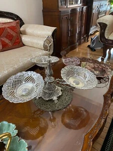 Silver 3-Tier Dessert Plates Server - Picture 1 of 4