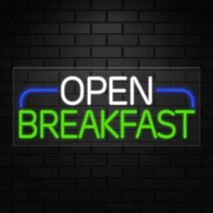 Insegna Colazione Aperta per Espositori Business | LED Flex Neon | 32"W x 13"H x 1"D - Foto 1 di 5