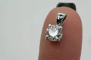 1KT RUNDER SOLITÄR ANHÄNGER HALSKETTE MASSIV 14K WEISSGOLD - Bild 1 von 7