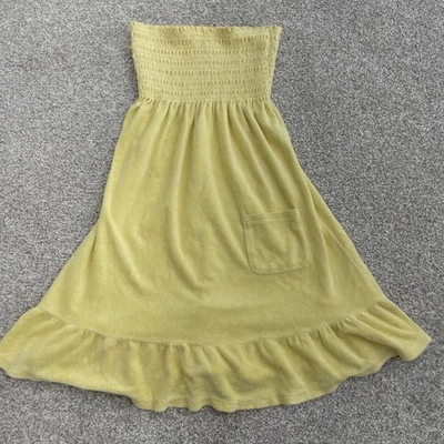 Vestido Juicy Couture Feminino Médio Amarelo Terry Sem Alças Babado Cobertura - Imagem 1 de 4