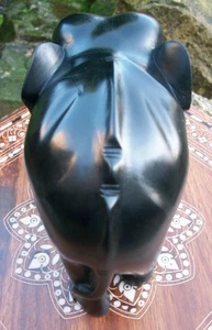 ANTIQUE  CEYLON EBONY  HAND CARVED WOODEN ELEPHANT - Picture 1 of 5