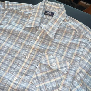 Camicia western vintage anni 80 Levi’s uomo grande multicolore manica corta linguetta bianca - Foto 1 di 12