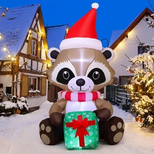 6 Fuß Weihnachten Aufblasbarer Waschbär Outdoor Dekorationen Aufblasbarer Hof Ein Waschbär... - Bild 1 von 6