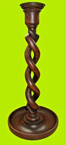 Kerzenständer mit Bronze-Einsatz Barley Twist Holz um 1880 - Bild 1 von 5