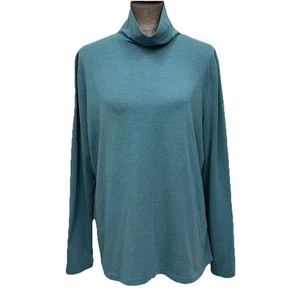 Duluth Trading Mock Rollkragenshirt Damen Gr. XL Merinowollmischung türkis blau - Bild 1 von 6