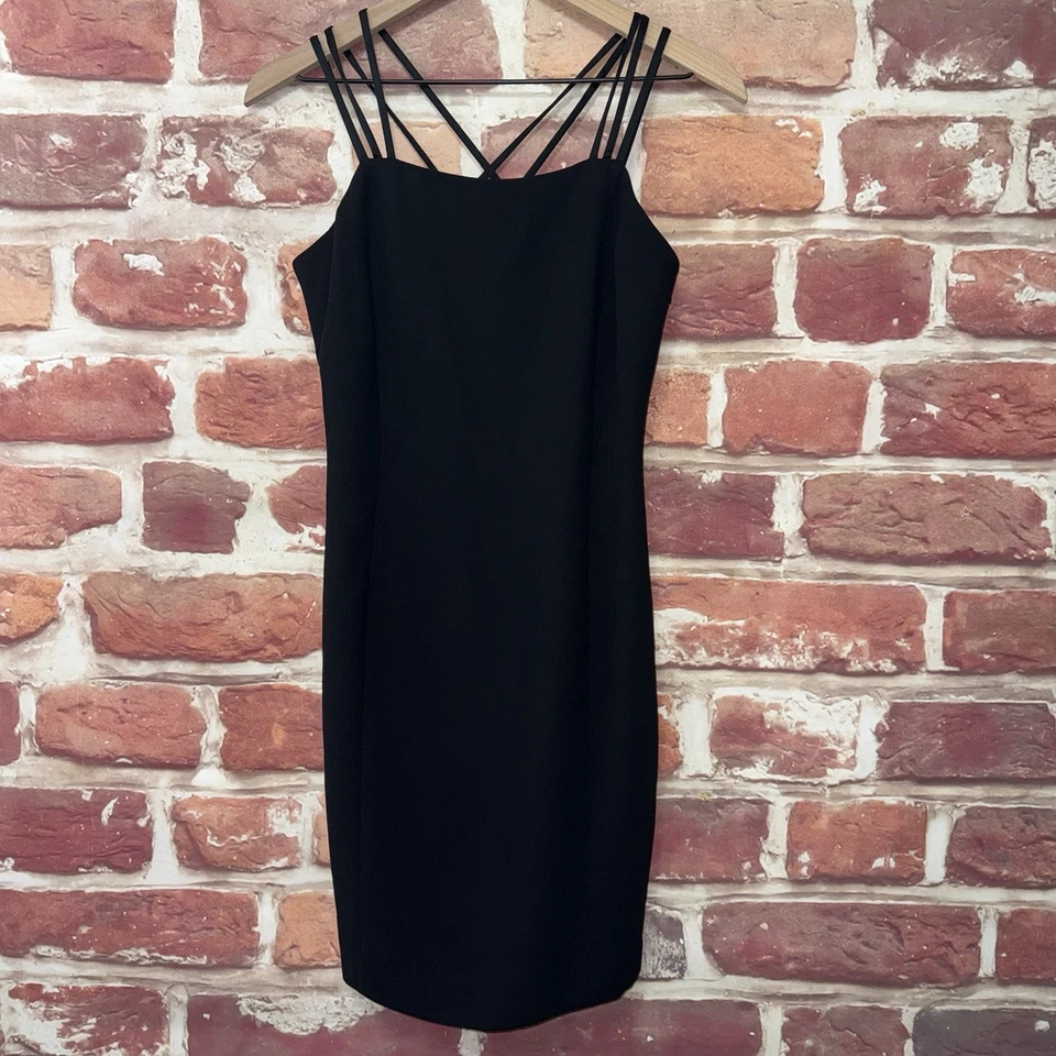 Jones New York Dress Womens 6 Petite Plain Black Evening Wear Strappy Zip Up - Image 1 of 4