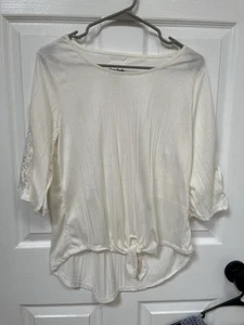 New York Laundry leichte elfenbeinfarbene Bluse bestickte Ärmeldetails Medium - Bild 1 von 5