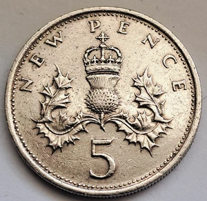 GB 5 New Pence 1970, Kupfer-Nickel, ss+ - Bild 1 von 2