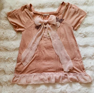 entzückendes rosa Blusentop mit Band & Details Achsen Femme - Bild 1 von 3