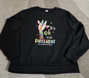 Autism Awareness Kindness Giraffe Graphic Crew Neck Sweatshirt Black XXL - Picture 1 of 3
