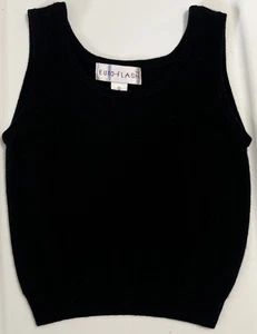 VTG Euro-Flash Sleeveless Sweater Vest Tank Black Cashmere Wool Blend Size Small - Picture 1 of 10