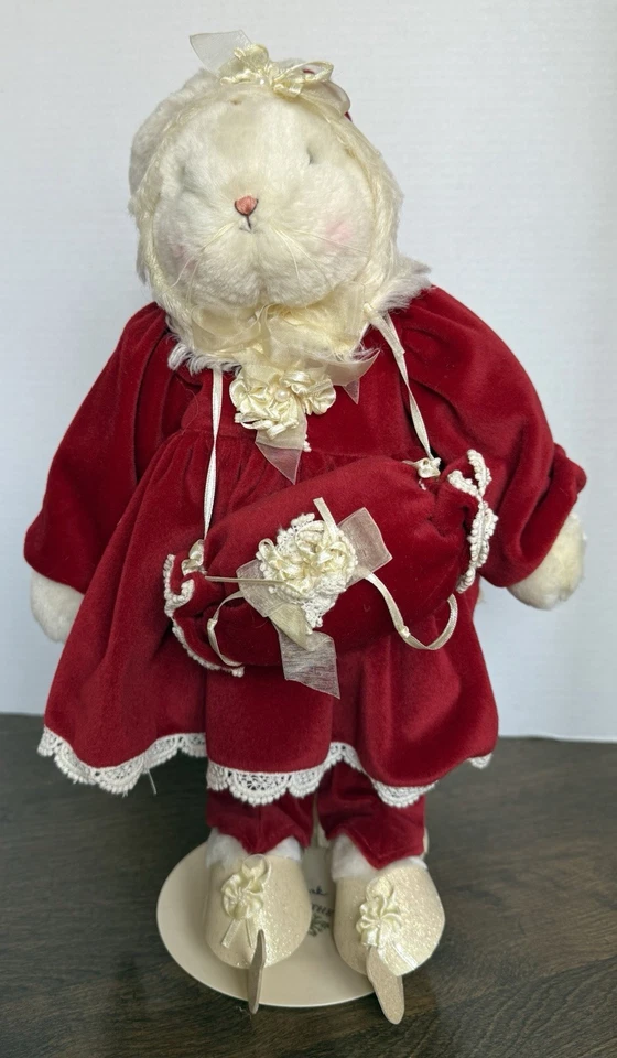 Hallmark  Bunnies By The Bay LITTLEBIT FOLLY Plush Ice Skater Rabbit w/ Stand - Image 1 of 4