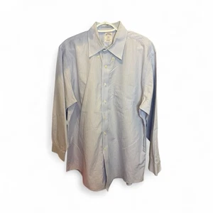 Men's Brooks Brothers Blue & White Stripe Regent Non-Iron Dress Shirt Neck 17 - Picture 1 of 5