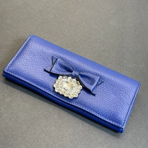 MY FLAT IN LONDON Jan Haedrich Geldbörse blau Schleife Kristall weiches genarbtes Lederteil - Bild 1 von 13