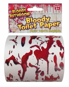 Bloody Toilet Paper Roll Bathroom Halloween Party Decor Prop Prank Joke - Picture 1 of 1
