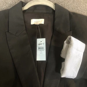 Blazer donna 12P loft 12 petite 1 bottone nero con polsini accento nuovo - Foto 1 di 11