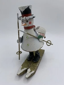 Rare Snowman On Skis With Spring Legs Christmas Decoration - Picture 1 of 6