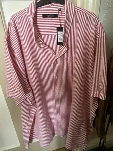 Big Dude Shirt 100% Baumwolle 5XL gestreift Pit2pit 34in Smart L39in Kurzarm - Bild 1 von 4