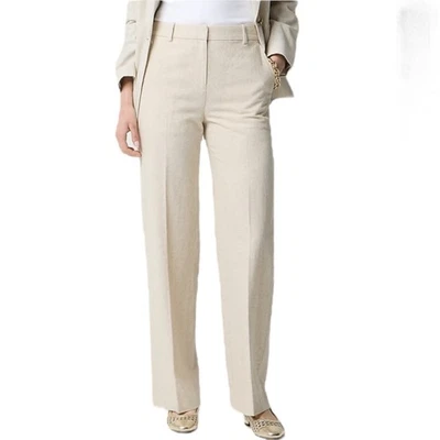 Pantalón al tobillo J Crew Factory mezcla de lino Remy tiro alto pierna ancha para mujer talla 4P Foto 1 de 4