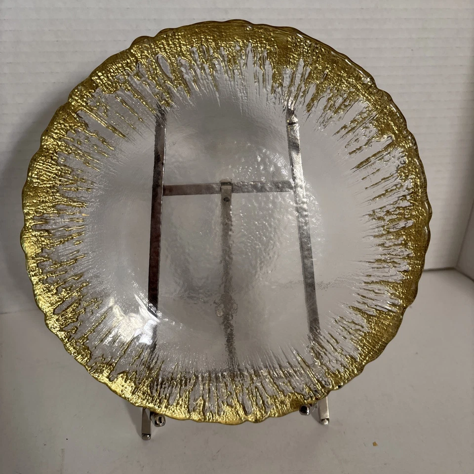 Plato de ensalada Rufolo Glass dorado pincelada 8 1/4 aperitivo de postre y ensalada Foto 1 de 4